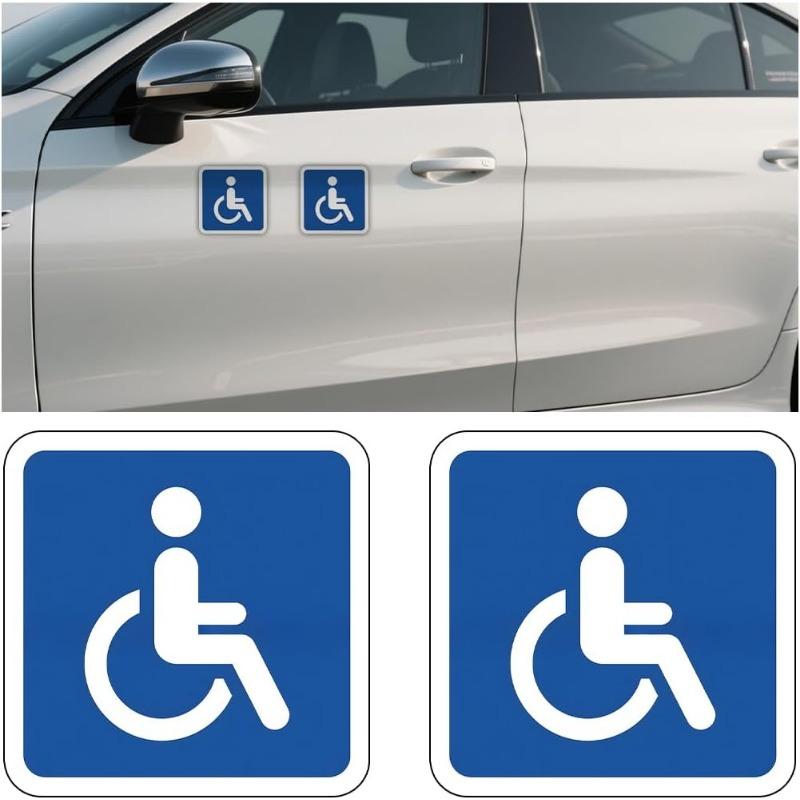 2PCS 3.94 Inch Reflective Handicap Parking Signs, Square