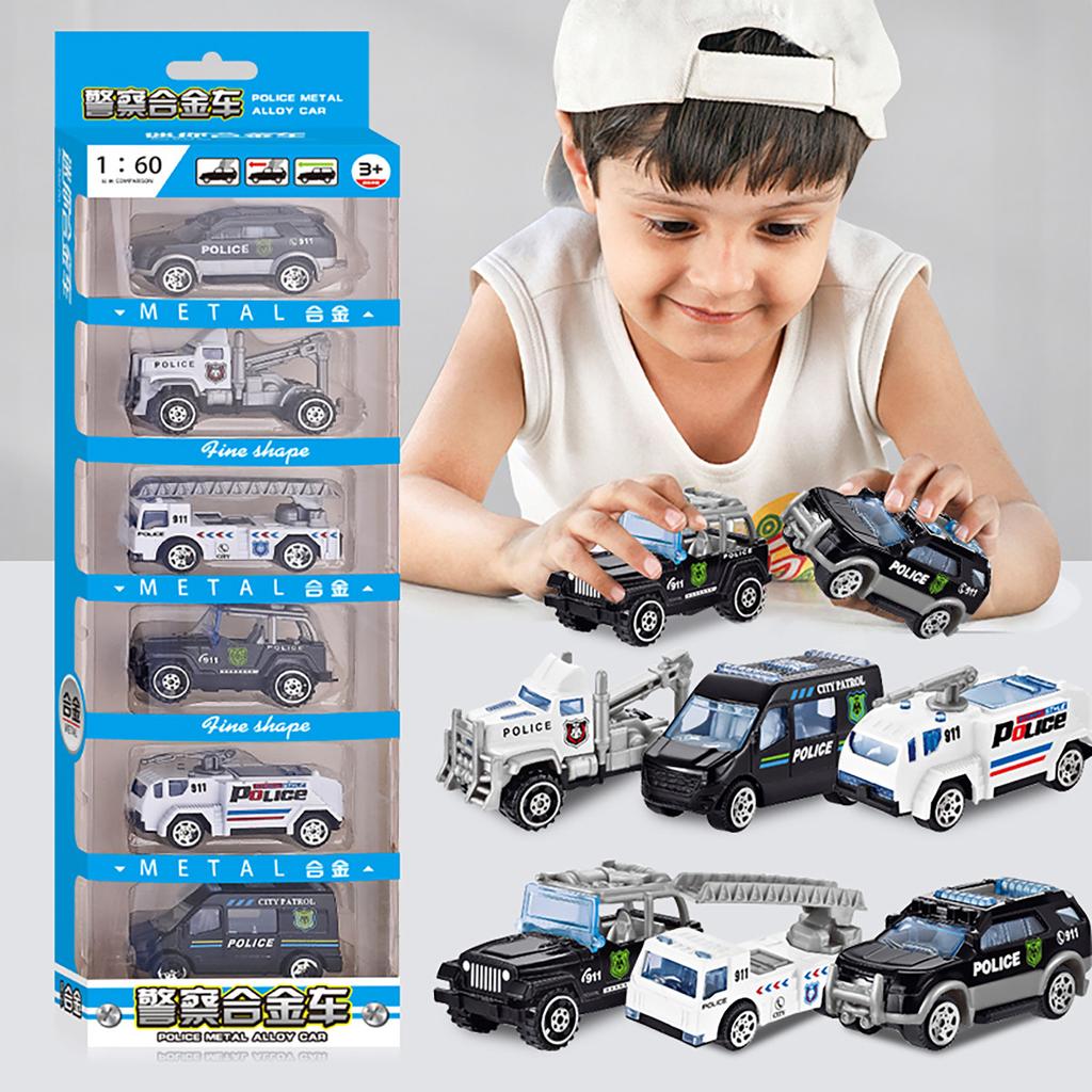 6 шт./комплект Литой 1:60 Сплавные Модели Машин Игрушки Инерционные Скользящие Инженерный Пожарный Грузовик Детские Игрушки Классическая Строительная Модель Машины