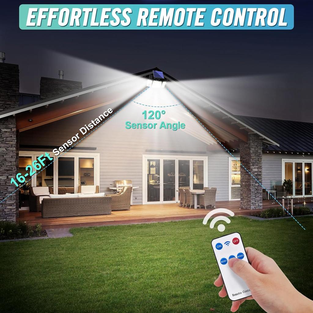 346 светодиодных солнечных ламп с датчиком движения, уличные солнечные прожекторы с дистанционным управлением, водонепроницаемые охранные светильники IP65 для улицы