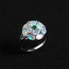 Light Luxury Round Design Color Rich Natural Opal Gemstone Ring 925 Sterling Silver Fine Jewelry for Women Gift