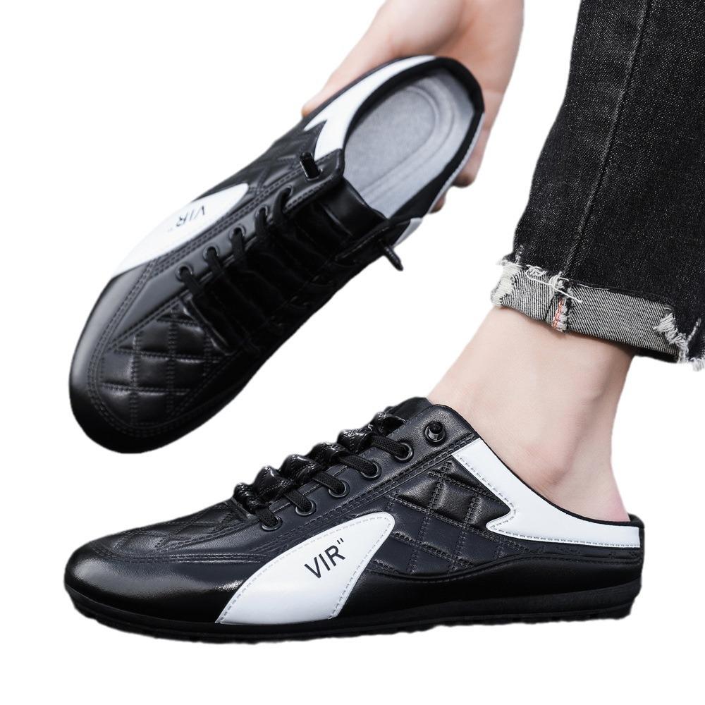 Летние мужские полушлепанцы новые простые модные мужские туфли повседневная обувь для подростков трендовая обувь на одной педали внешняя торговля