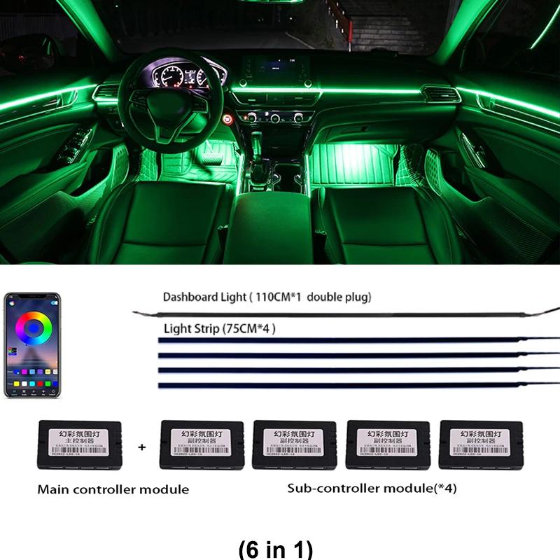 Для Volvo XC40 Автомобильный интерьер Атмосферная подсветка RGB 64-цветная светодиодная Умный пульт дистанционного управления Лампа атмосферы Энергосберегающий комплект