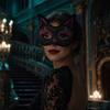Comfortable Cosplay Mask Cat Half Face Mask, Halloween Glitter Venetian Masquerade Exquisite Pattern Rhinestone Ear for Party Costume Accessory