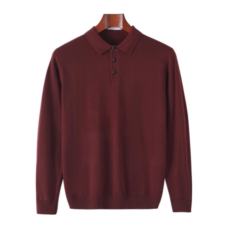 Мужской камвольный свитер с воротником-поло Qinghe, кашемир, 50% тутовый шелк, 50% шерсть, мужской осенне-зимний кашемир, мягкий и теплый