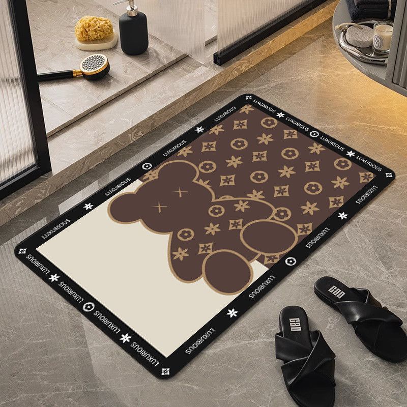 Мягкий коврик для пола из диатомовой грязи, впитывающий коврик для ванной с рисунком, быстросохнущий нескользящий коврик для двери туалета, коврик для пола в туалете