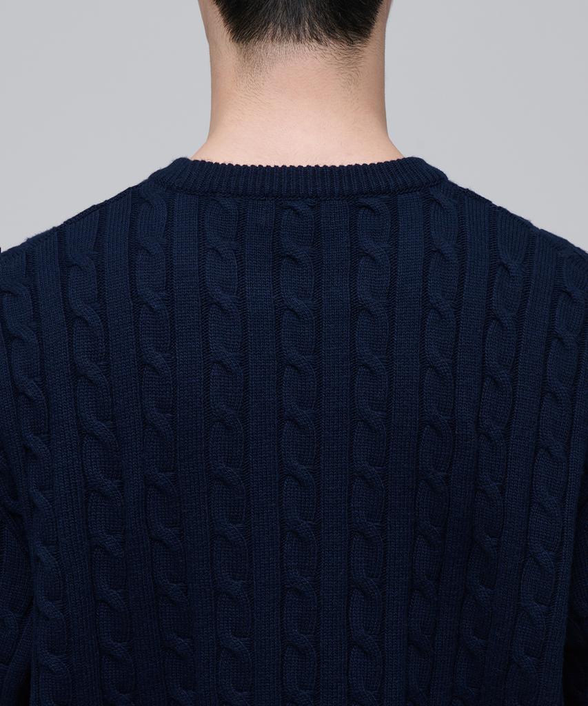 MUSINSA STANDARD Cable Crew Neck Knit [Navy]
