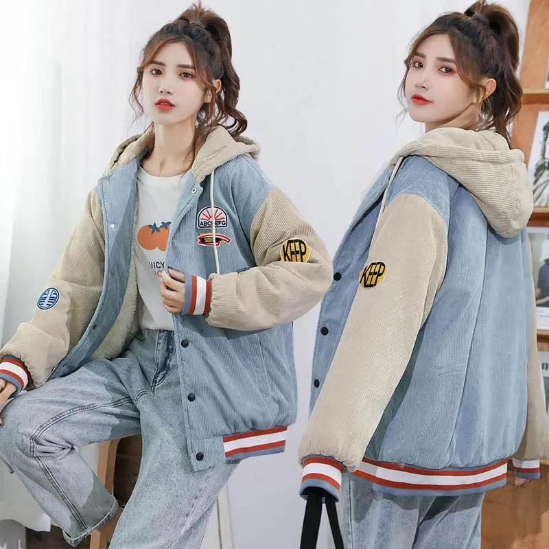 Плюс бархатное толстое пальто, женская осенне-зимняя одежда, студенческая корейская версия, из дикой вельветовой шерсти ягненка