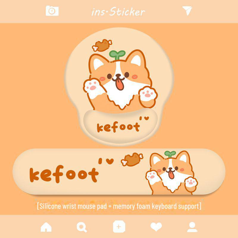 Коврик для мыши Corgi Puppy с подставкой для запястья для офиса и игр - Милая подставка для клавиатуры для небольших столов