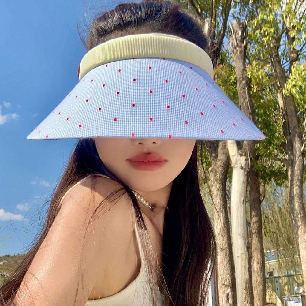 Anti-UV Woman Sun Hat Colorful Dot Visor Cap Fashion Empty Top Cap Female