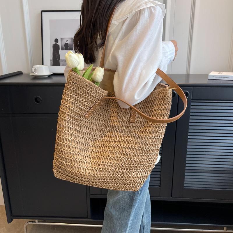 Новая плетеная сумка женская большой вместимости пляжная сумка для отпуска на море универсальная портативная сумка через плечо
