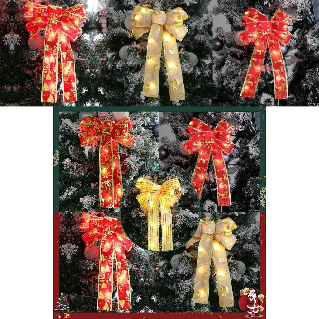 Элегантное Рождественское Украшение Теплый Свет Бант Подвесное Украшение Для Праздничной Елки