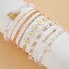 iF ME 4Pcs/set Vintage Flower Heart Bead Bracelet Set Zircon  Gold Chain Bracelets for Women Jewelry Accessories