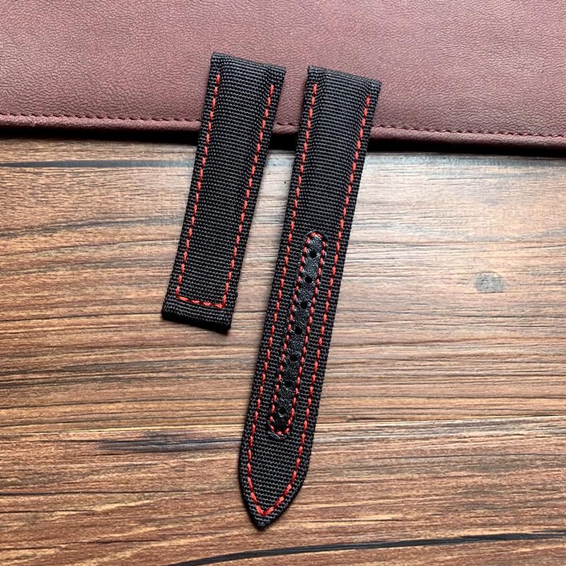 20 мм 22 мм черный, синий нейлоновый с кожаным ремешком для часов Omega AT150 Seamaster 300 600 Planet Ocean De Ville ремешок для часов