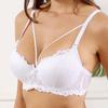 Однотонный кружевной бюстгальтер с цветочным принтом на бретельках, бюстгальтер с мягкой подкладкой на косточках, женское нижнее белье, чашка B