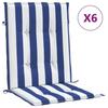 VidaXL Low Back Chair Cushions Set of 6 Blue and White Stripes 361321