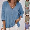 Summer Short Sleeve Casual Women Shirt V Neck Plus Size Fashion Simple Blouse Woman Solid Color Office Loose Tops Women's Clothing