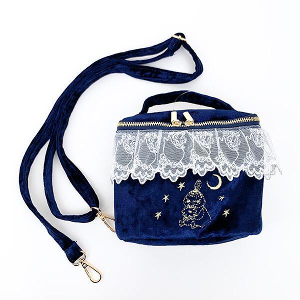 Moomin Lace and Velour 2way Vanity Bag (Navy) Little My MOOMIN