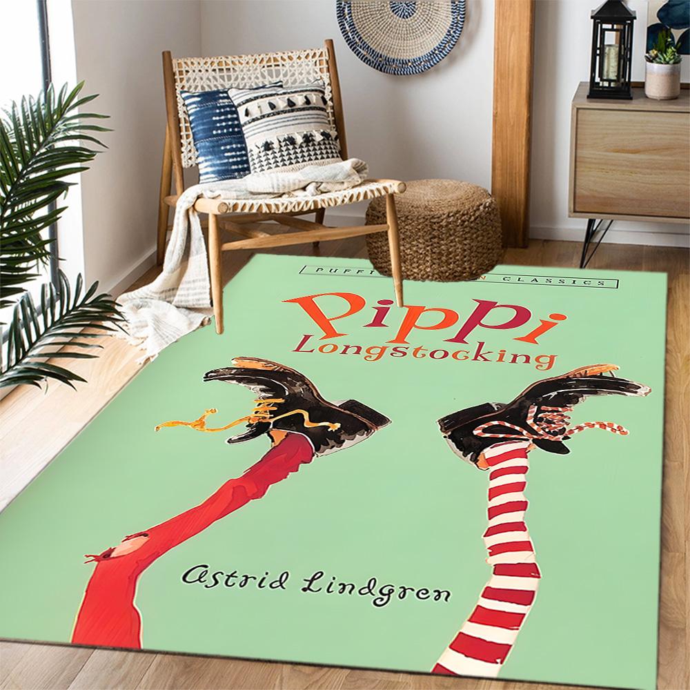 Pippi Happy Birthday Marianne! Themed Anti-Slip Rugs - Polyester Home Decor, Suitable for Bedrooms, Living Rooms, Doorways, Studios, and Decorations