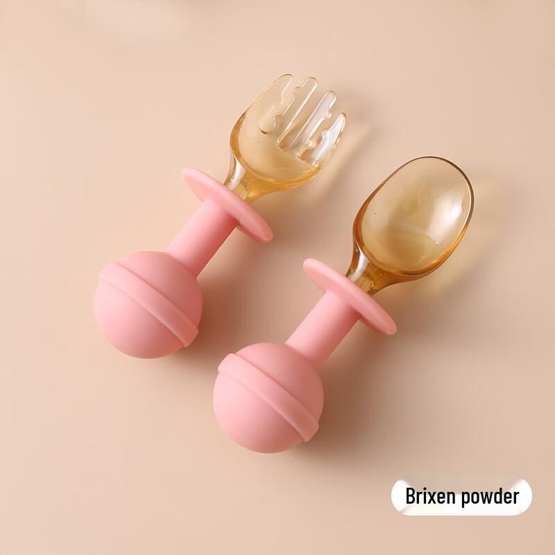 Barbie Elephant Silicone Short-Handle Baby Spoon & Fork Set