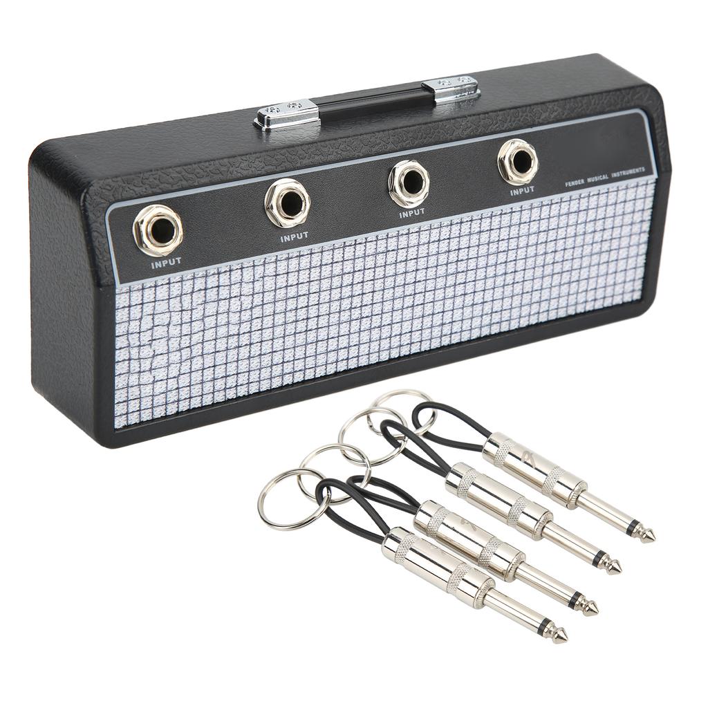 Коробка для хранения гитарных штекеров, настенный держатель для ключей для гитарного усилителя, стойка с 4 брелоками