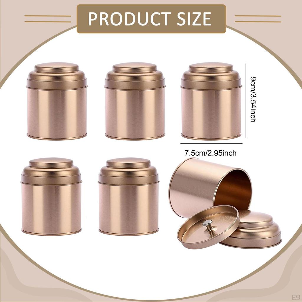 6 Металлических банок для чая, 240 мл, Кухонные круглые банки для кофе, Стильные и прочные органайзеры для