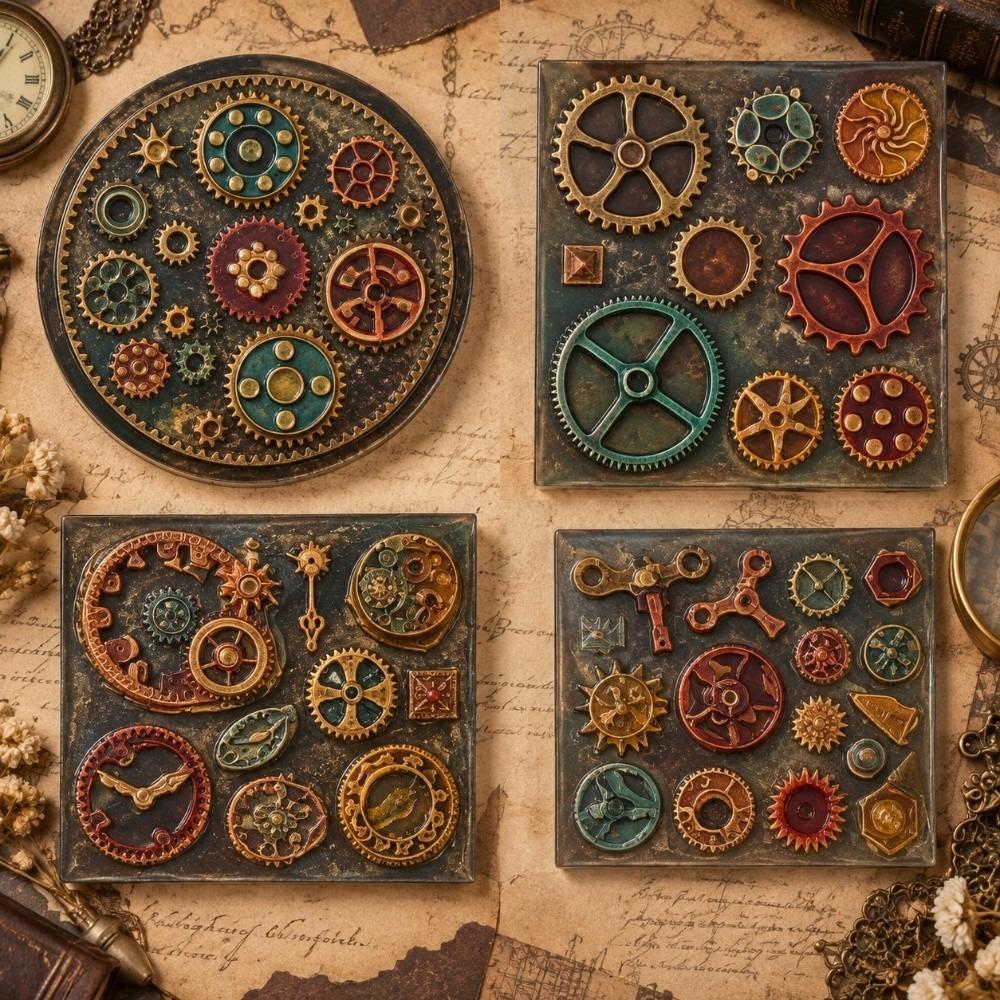 4pcs 3D Design Gear Shaped Mold Mechanical Gear Shape Cake Decoration Molds Resin Jewelry