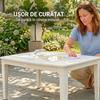 Side Table 70 x 53cm Weatherproof Garden Table Made of Plastic, Rectangular, Balcony Table, 35kg Load Capacity, Cream White