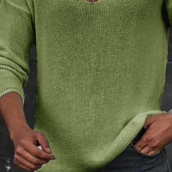 Мужской свитер с длинными рукавами и v-образным вырезом на весну и осень, свободный однотонный пуловер, топы, простые повседневные вязаные футболки