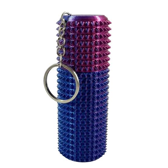 Spiky Grippie Stim Fidget Toy with Keychain Stress Relief 3D Printed Storage Box Pain Stimming Tool Teens Adults Portable Bumpy Roller Sensory Toy