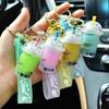 Bag Charm Cat Pearl Milk Tea Cup Keychain Key Chain Soft Drink Keyring Floating Drink Keyring