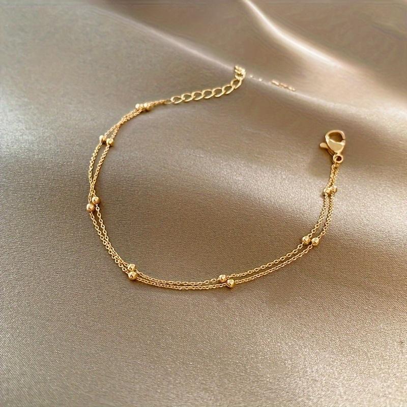 1pc Classic Minimalist Copper Bracelet, Gold-plated Silver Bracelet Accessory