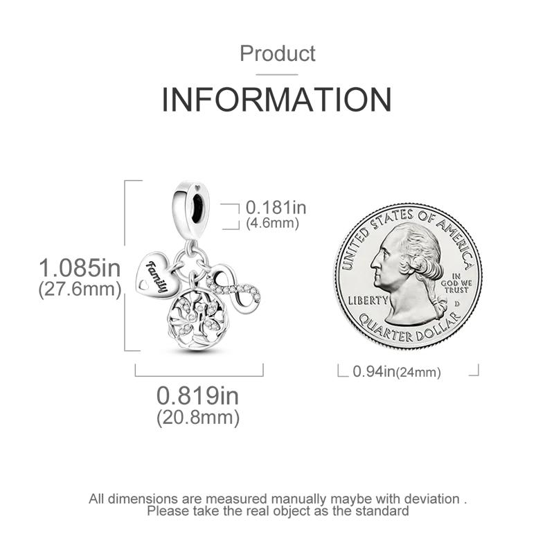 Charms Plata Eternal Symbol Life Tree Heart Beads Fit Original Bracelets Charms For Women Jewelry Diy Making Gifts
