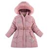 4 6 8 10 Years Winter Girls Coat Keep Warm Thicken Kids Jacket Hooded Zipper Fur Collar Princess Outerwear Children's Clothing
