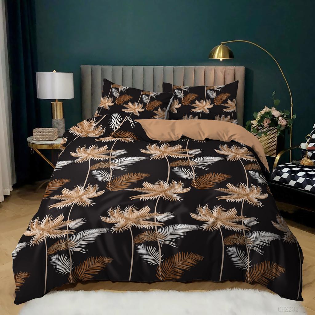 Пододеяльник с цветочным рисунком Queen, комплект пододеяльников с зеленым ботаническим рисунком, пододеяльник с изображением веток и листьев садовых цветов, мягкий дышащий стеганый чехол