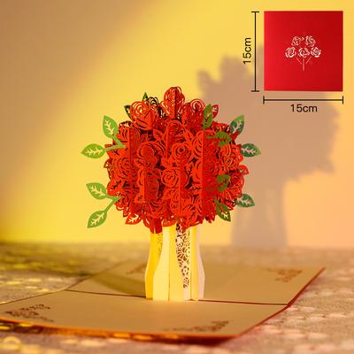 Стереоскопические розы 3D Pop Up Love Поздравительная открытка Конверт День Святого Валентина День рождения Юбилей Поздравительная открытка Пары Почтовая открытка