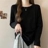 [ODFMCE] футболка женская с длинным рукавом весенняя хлопковая однотонная модная красивая расслабляющая большого размера (JP, алфавит, L, черный)