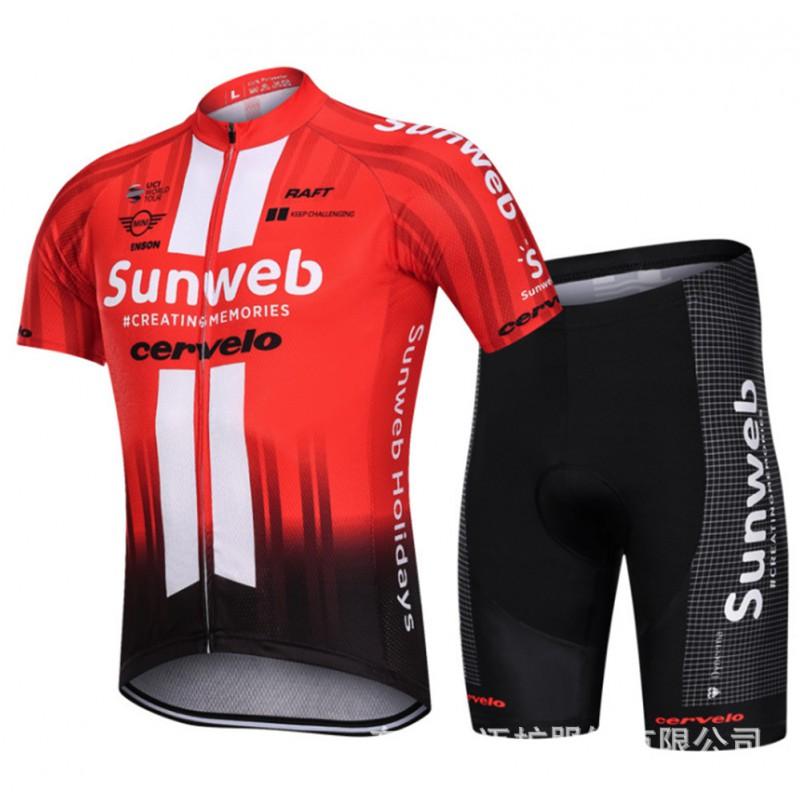 Mens Cycling Jersey Bib Shorts Set Breathable Road Bike Outfit With Gel Pad
