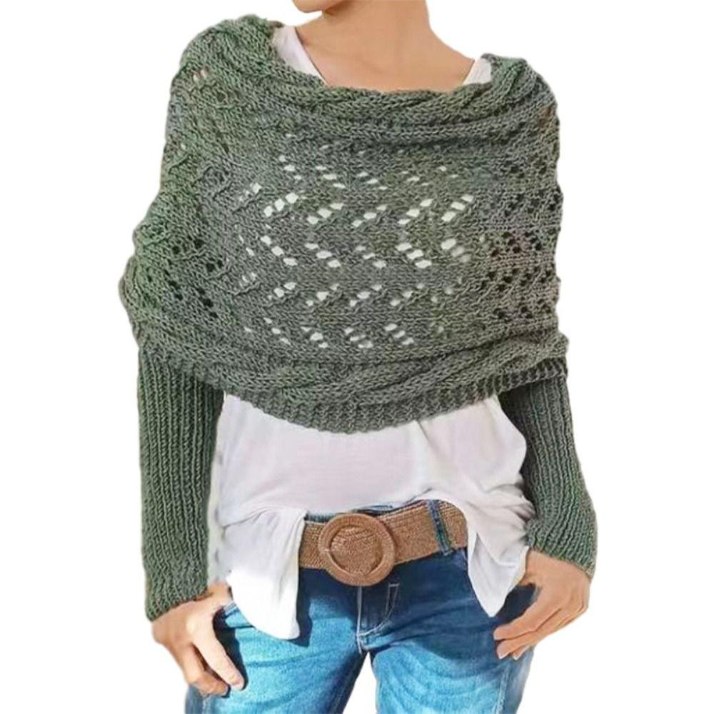 Cable Sweater Shawl Wrap Solid Color Knitted Cable Wrap Creative Gift Knit Scarf Sweater  for Women