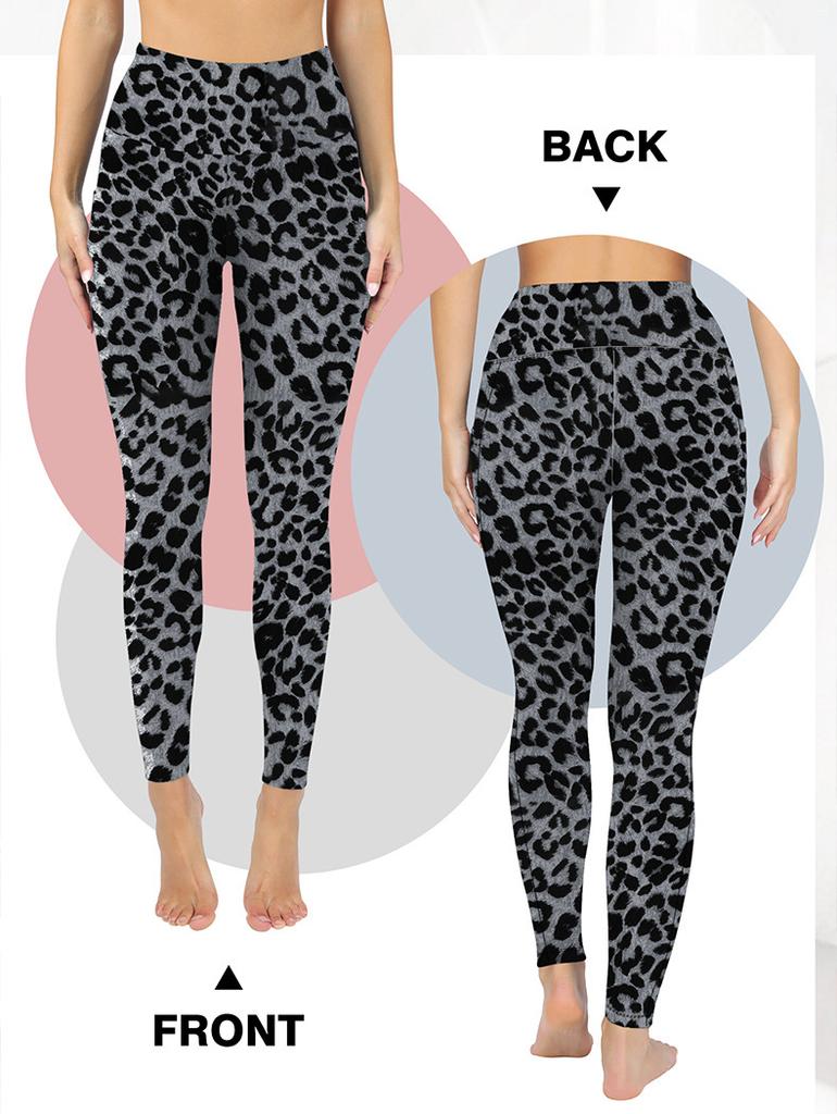 Sports Yoga Long Pants Fashionable Slim-fit Pocket Leopard-print Fitness Leggings High-waisted Butt-lifting Leggings