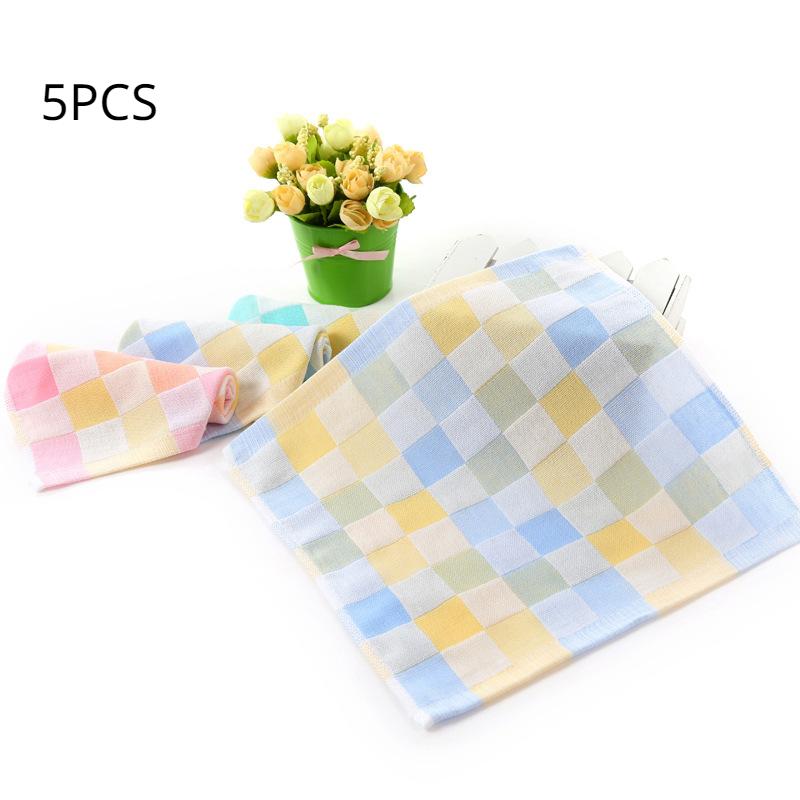 Один набор из 5 хлопковых мягких полотенец для новорожденных, детское полотенце для лица, носовой платок, мочалка для купания, кормления, салфетка для вытирания отрыжки