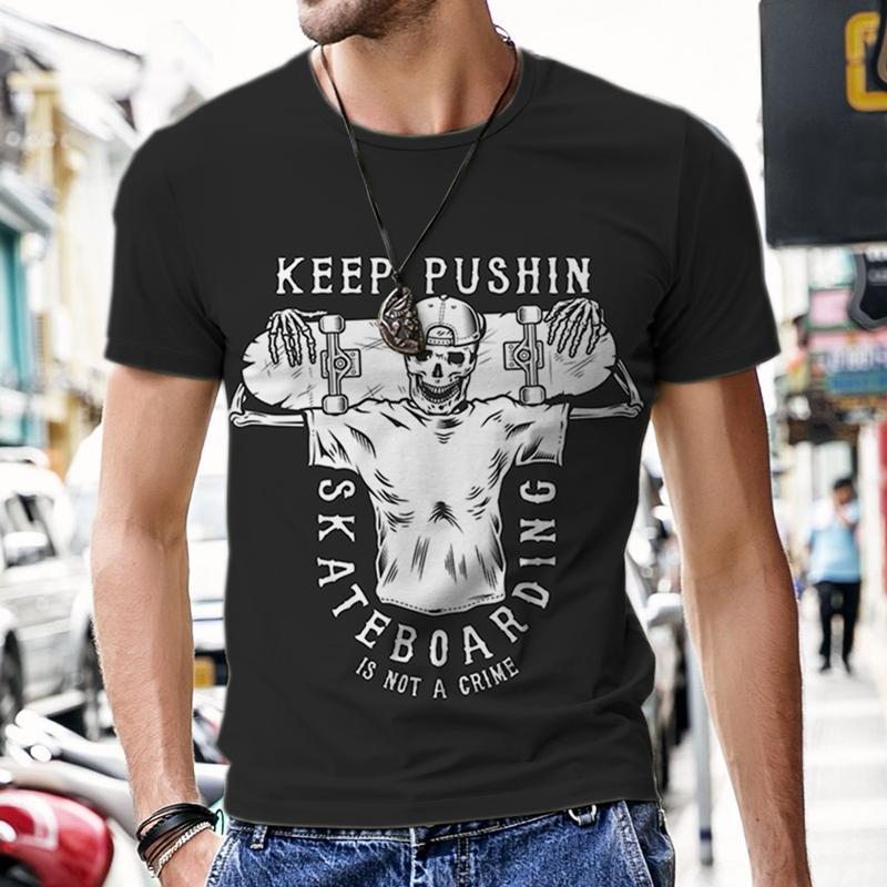 Men T-shirt Men's T-shirts Skeleton Skateboard Pattern Summer Outfit Fashion Hot Tops Street Short Sleeve 2022 New O Neck Luxury