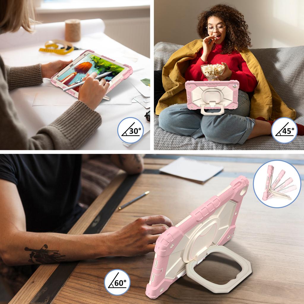 Rotating Heavy Duty Case for IPad 10.2 2019 2020 2021 7th 8th 9th Generation Armor Stand Cover with Handle Grip Shoulder Strap