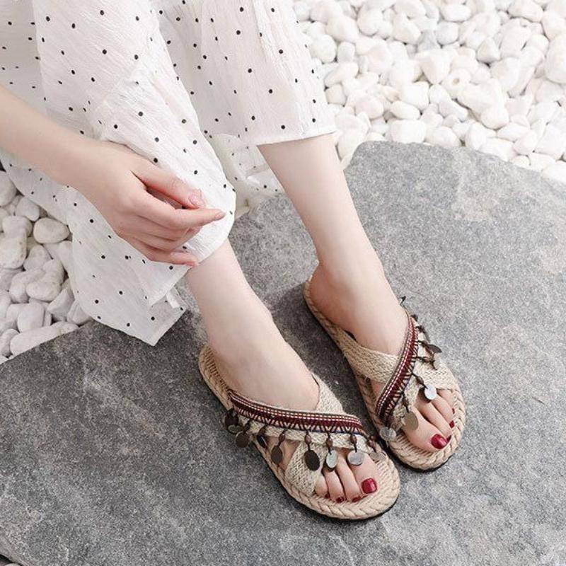 Балетки Отпуск Улица Шлепанцы в наличии Новая мода Корейский стиль Уникальный Ева 39 Легкая носка Женские тапочки и Женские сандалии