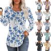 Long Sleeve Shirts For Women Cute Print Graphic Tees Blouses Dressy Casual Blouses Pleated Scooped Neck Tunic Tops