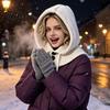 Шарф-бафф, шапка-бини, женский шарф с капюшоном для зимы, вязаная балаклава-пуловер, теплая шапка с защитой ушей и регулируемым шнурком, для улицы