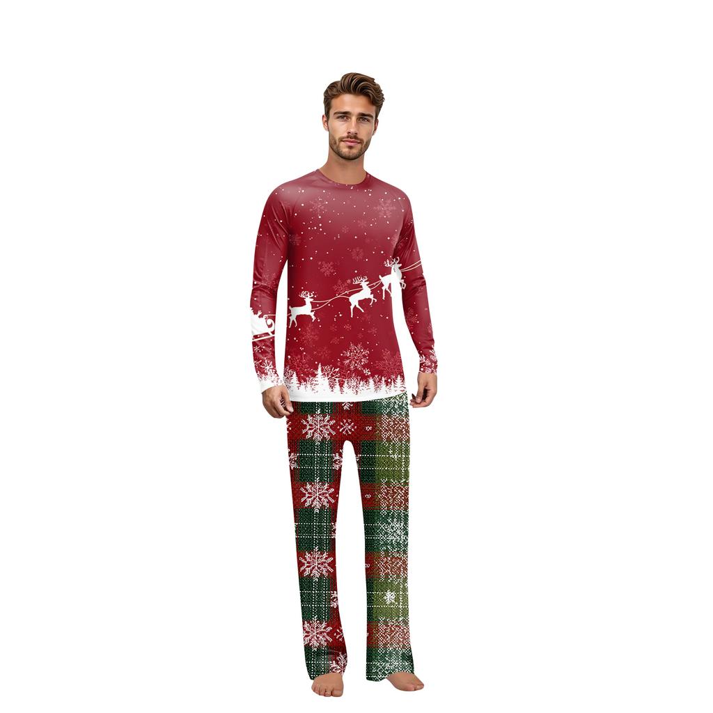 Christmas Print Family Outfit Long Sleeve Top + Pants Set Family Outfit