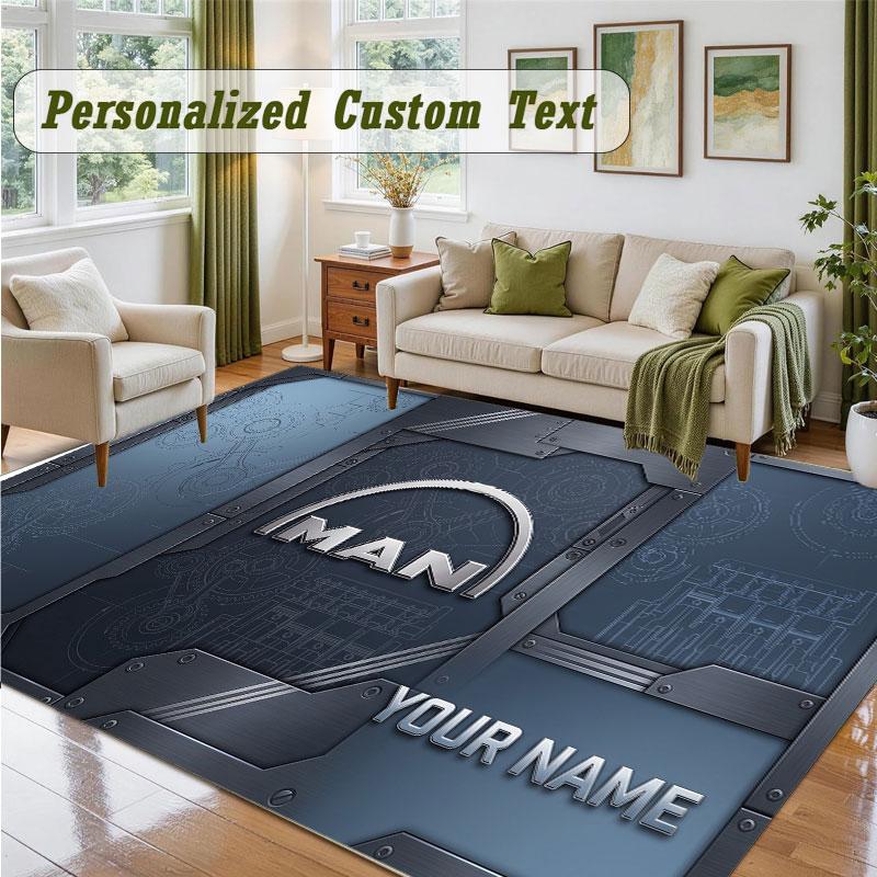 Crystal Velvet Square Rug Custom NameMAN Truck Pattern Non Slip Home Floor Decor Rug