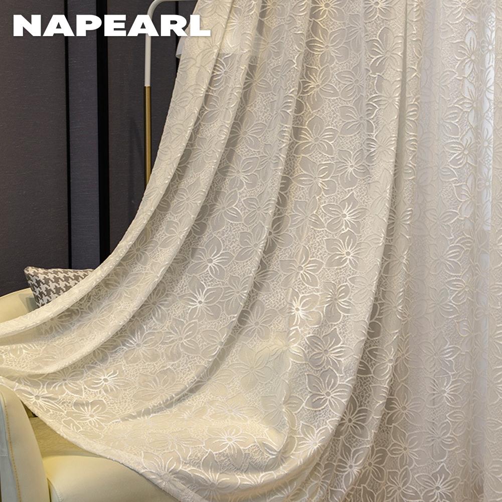 1 шт. NAPEARL Cherry Blossom Pattern жаккардовый белый тюль полупрозрачная прозрачная занавеска для гостиной спальни балкона окна домашнего декора