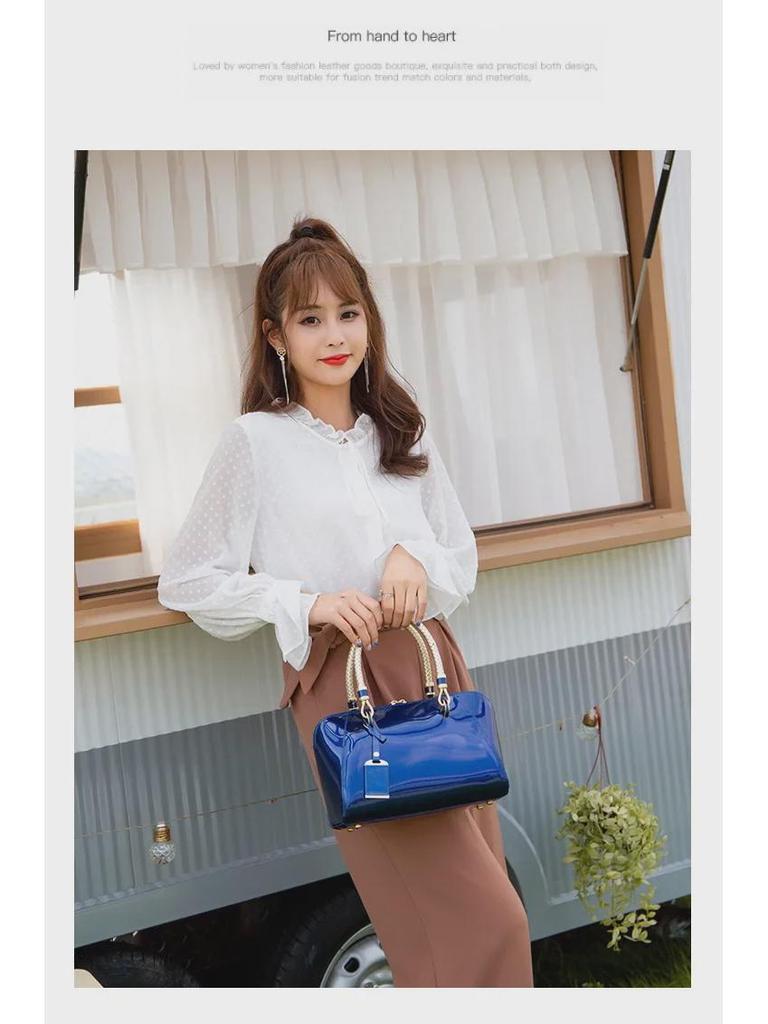 Shiny Bridal Bags: European & American All-Match Patent Leather Handbags - Textured Crossbody Shoulder Bags for Women