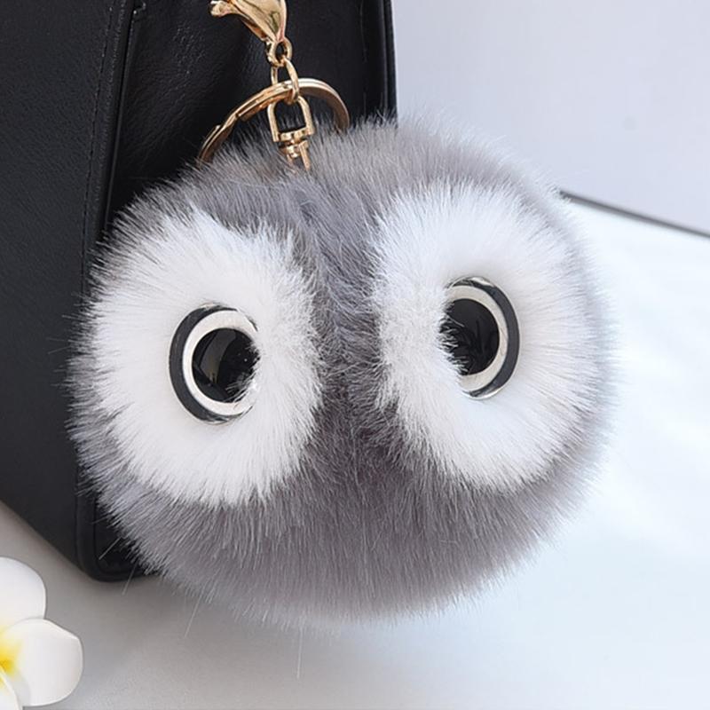 Fluffy Rabbit Fur Ball Pompom Owl Women Pompon Owl Female Toy Bag Car Trinket Jewelry Gift Bag Charm